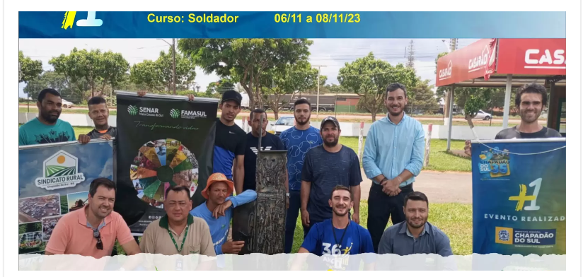 Imagem de compartilhamento para o artigo Prefeitura de Chapadão do Sul  finaliza mais um curso gratuito para soldadores da MS Todo dia